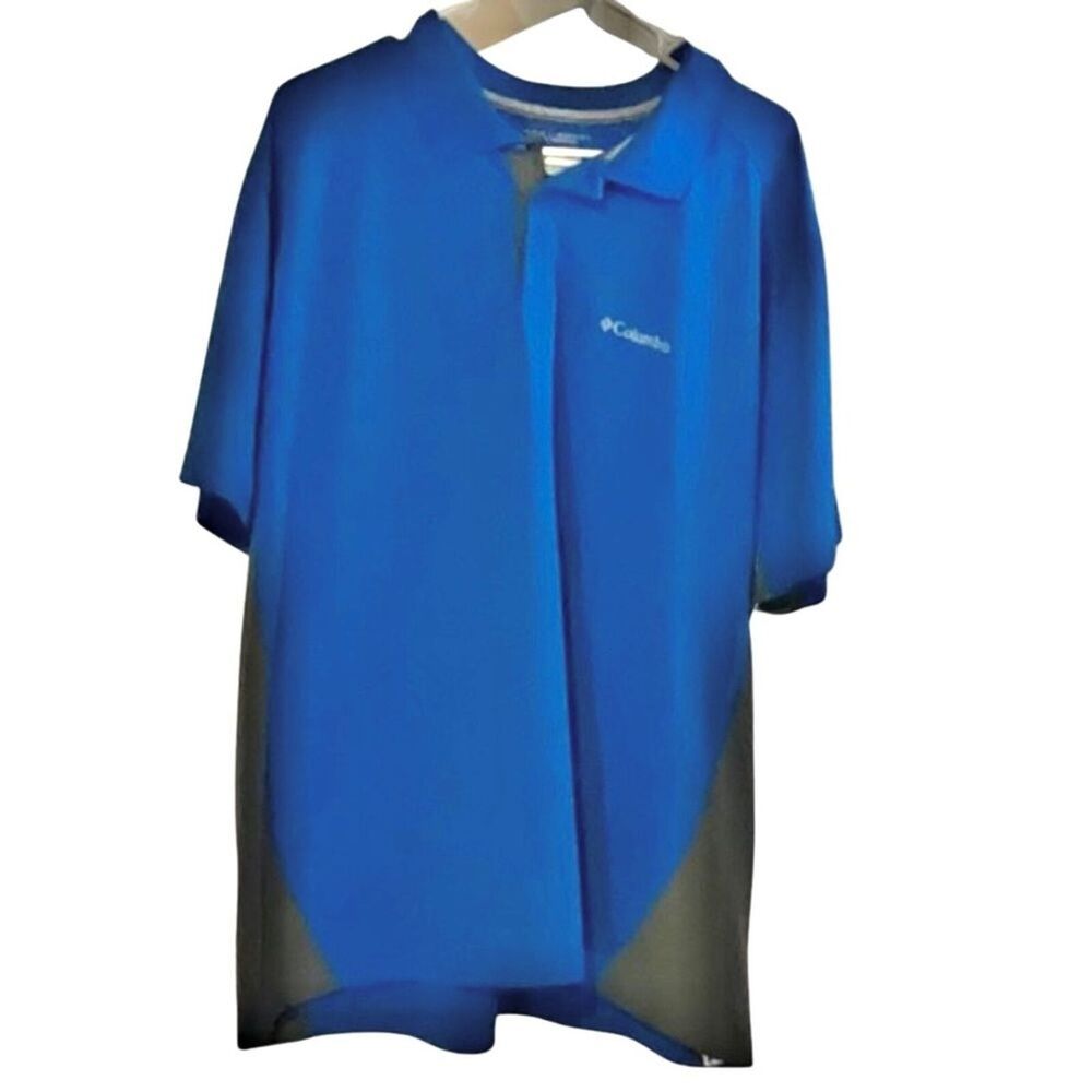 Columbia Polo Shirt Blue and Grey Mens Size XXL Omni-Shade Polyester
